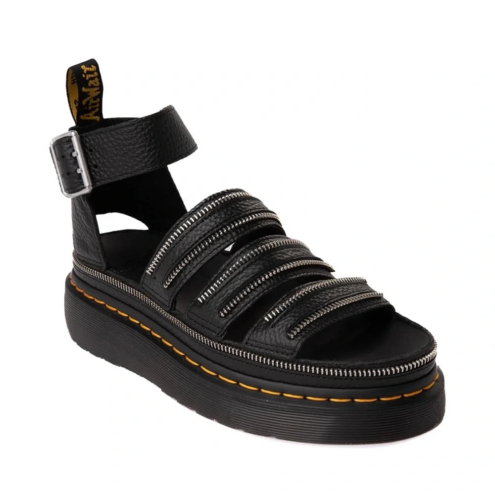 DR. MARTENS CLARISSA II QUAD HDW Sandals Black Milled Nappa New in Box